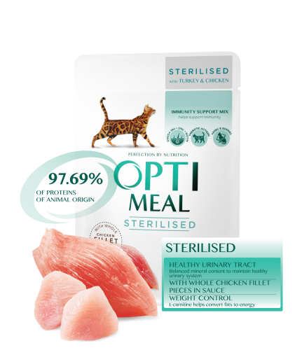 OPTIMEAL dla KOTÓW Sterylizowanych Indyk z kurczakiem w sosie 85g
