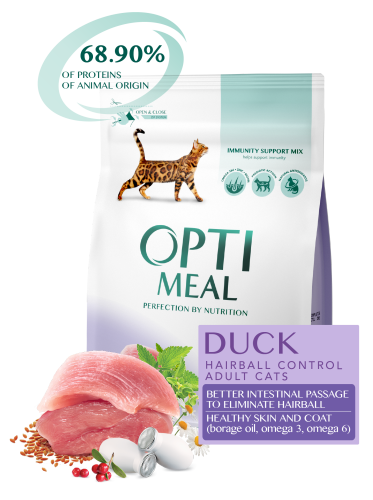 OPTIMEAL dla KOTÓW z kaczką HAIRBALL 200g