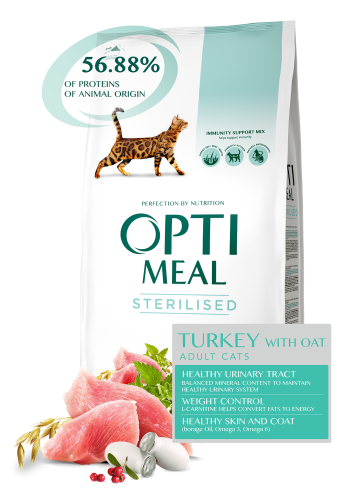 OPTIMEAL dla KOTÓW Sterylizowanych z indykiem i owsem STERILISED 8,4kg+2,1kg