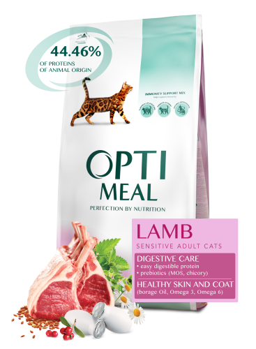 OPTIMEAL dla KOTÓW z jagnięciną SENSITIVE 4kg